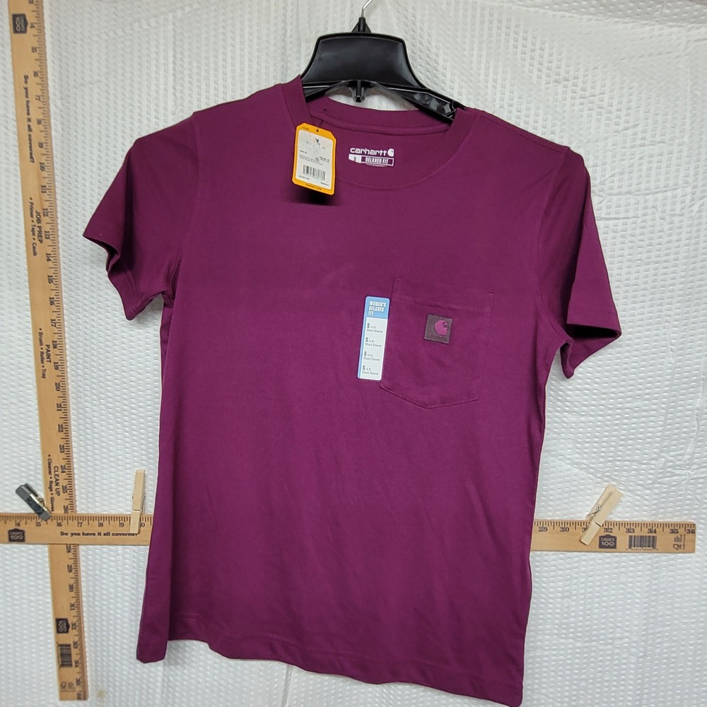 Carhartt Womens Relaxed Fit Pocket T-Shirt Blackberry Purple Small S 103067